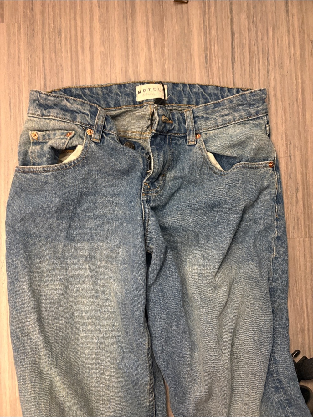 Motel Rocks Wide Leg Jeans - Light Blue Denim